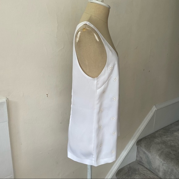 RAG & BONE White Floral Embellished Scoop Neck Sleeveless Tank Top EUC Size S - Picture 4 of 9